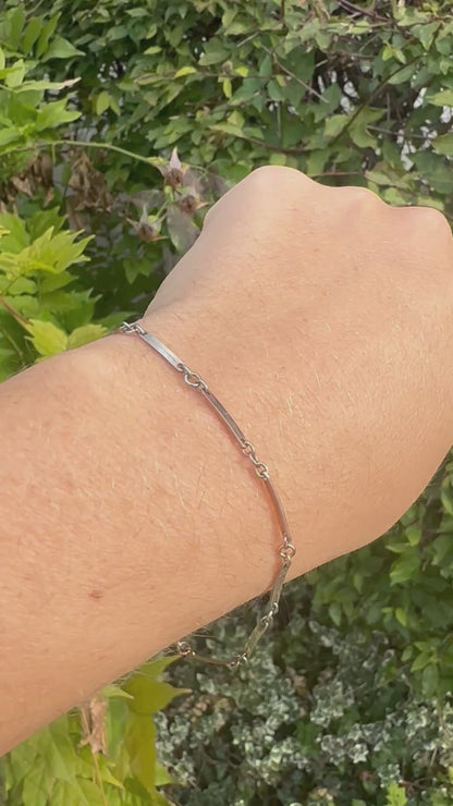 Antique 9ct Rose & White Gold bar bracelet