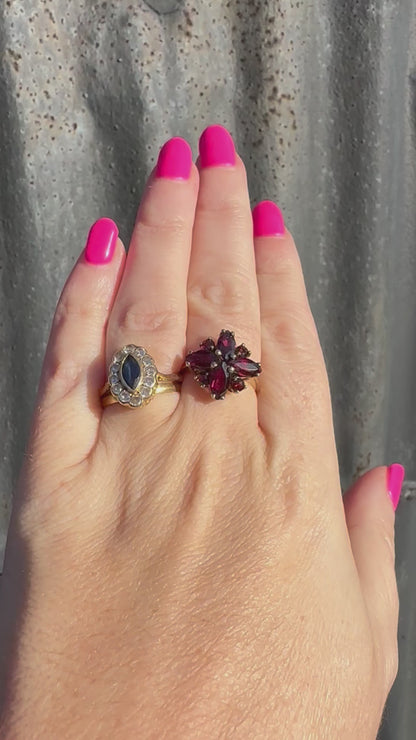 Vintage 9ct Gold Garnet cluster ring