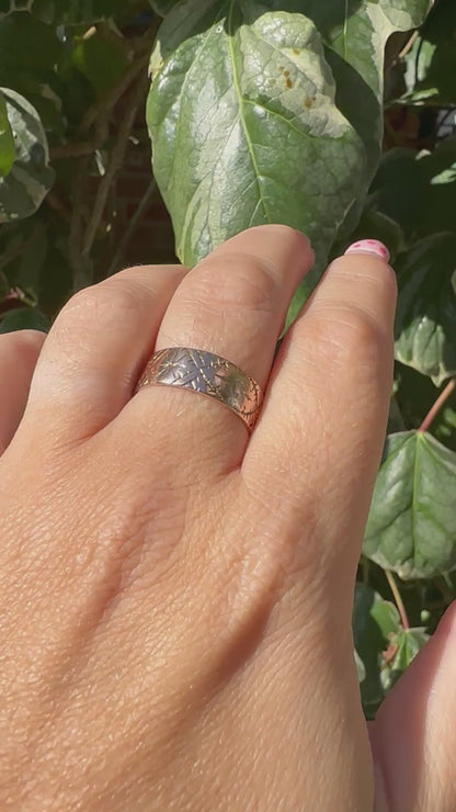 Antique 9ct Rose Gold Patterned stacker band
