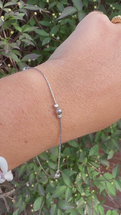 Sterling silver ball and flat c link bracelet