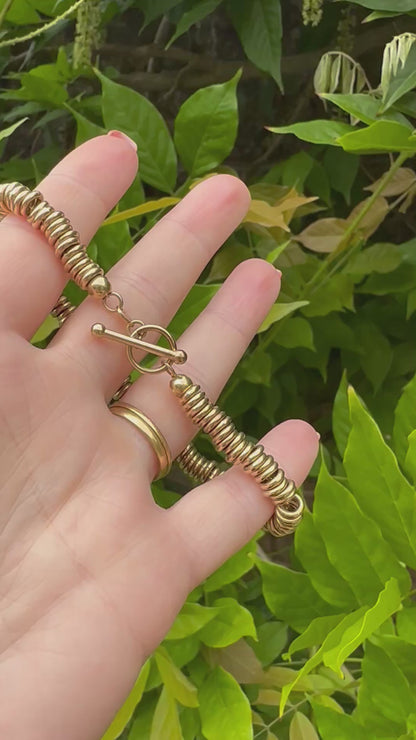 Vintage 9ct Rondelle bead bracelet with toggle clasp