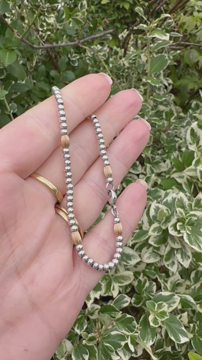 Sterling silver and 9ct Gold Beaded Ball Bracelet.