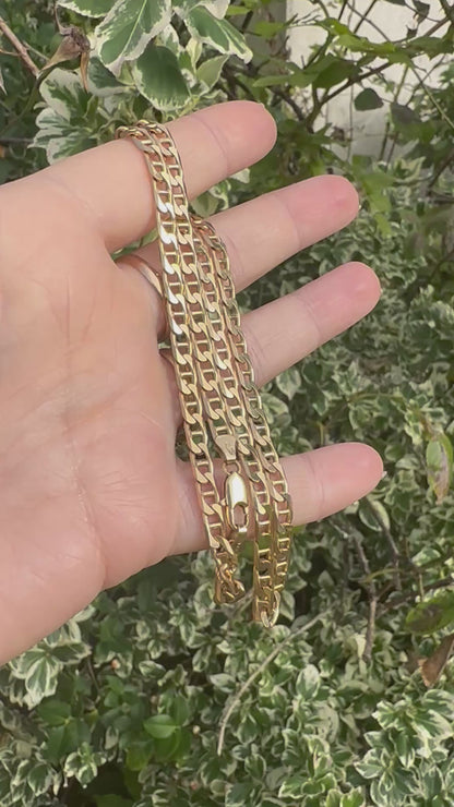 Vintage 9ct Yellow Gold UnoAerre Flat Mariner Chain
