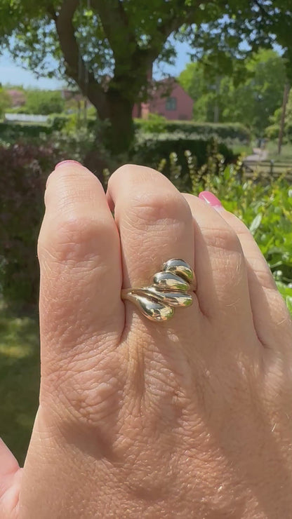 Vintage 9ct Puffy Croissant Ring, size P
