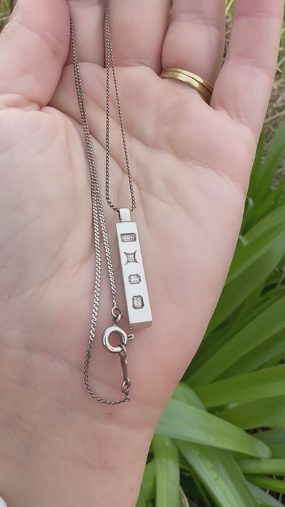 Sterling silver ingot pendant with sterling silver S-Link chain