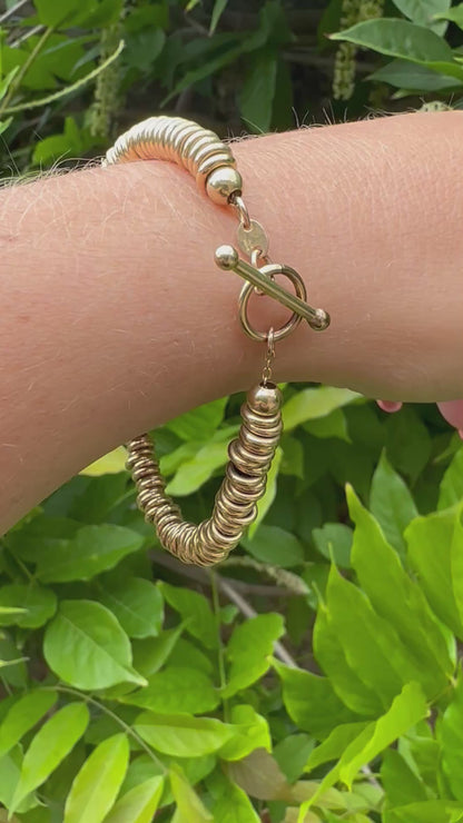 Vintage 9ct Rondelle bead bracelet with toggle clasp