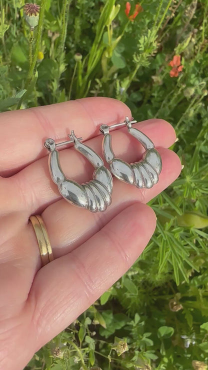 Sterling Silver Puffy Hoops