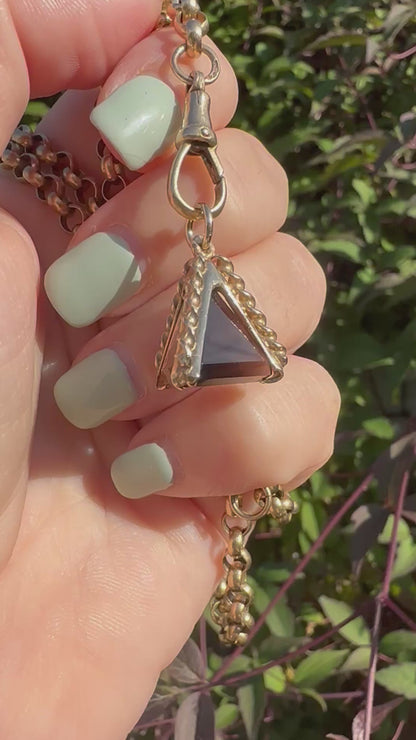 Vintage 9ct Gold Smoky Quartz pyramid pendant