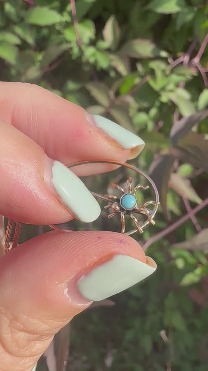 Antique 9ct gold turquoise spider pendant