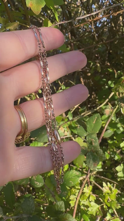 Antique 9ct Rose Gold Twist Bar station chain