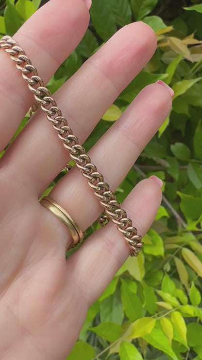 Antique 9ct Rose Gold Graduated Albert Bracelet with dog clip