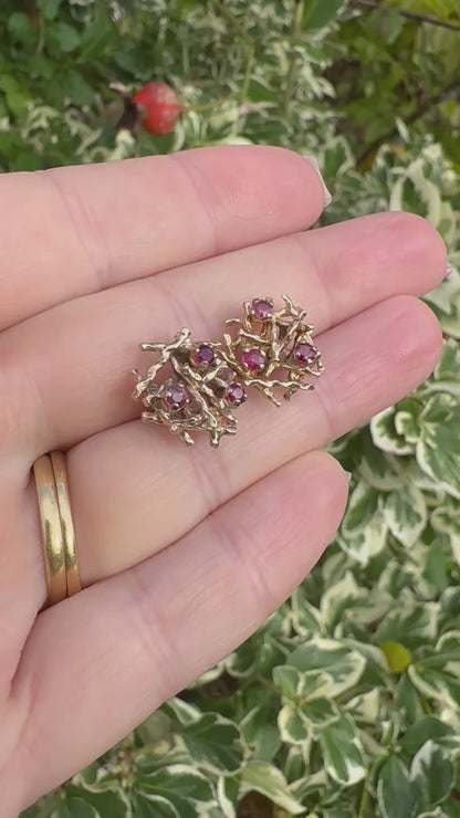 9ct gold large ruby nest earrings