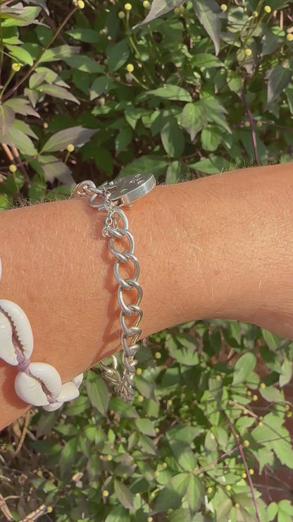 Sterling Silver Curb bracelet with heart padlock
