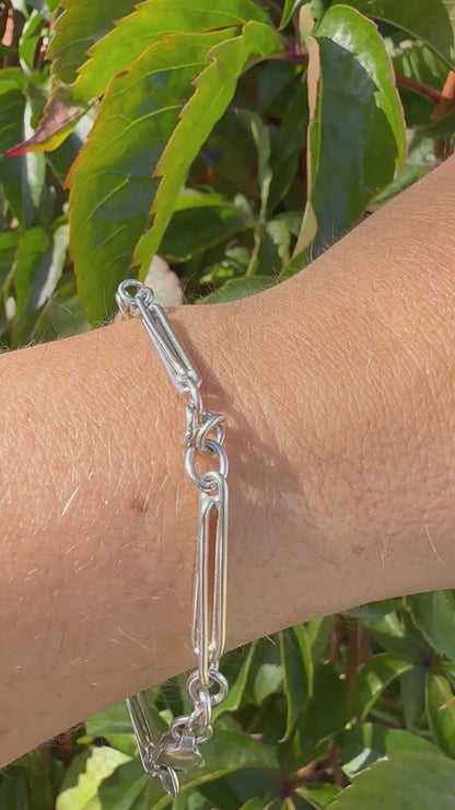 Vintage Sterling silver double trombone bracelet