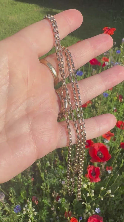 Antique 9ct Rose Gold Box chain with swivel dogclip