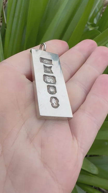 Vintage Silver Ingot pendant - Queen Silver Jubilee 1977