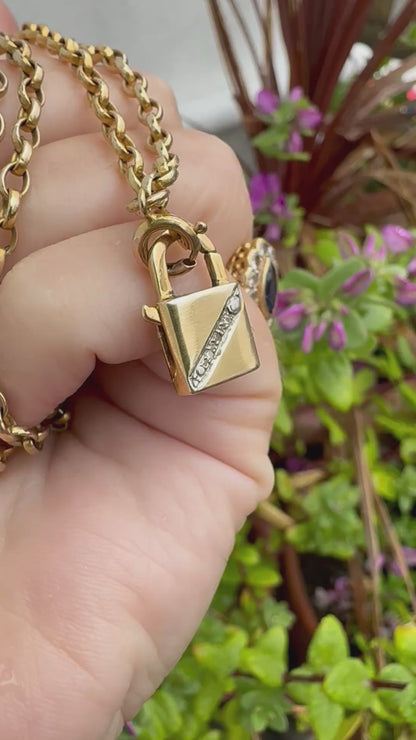 Vintage 9ct Gold & Diamond Padlock