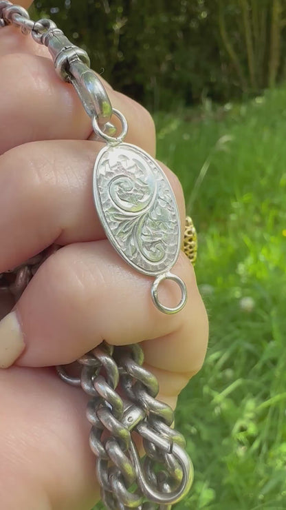 Sterling Silver engraved oval extender- no clasps