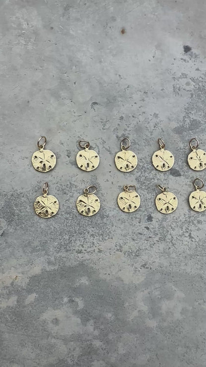 Vintage 14ct Sand Dollar Sea Urchin Charm with 9ct Gold bail.