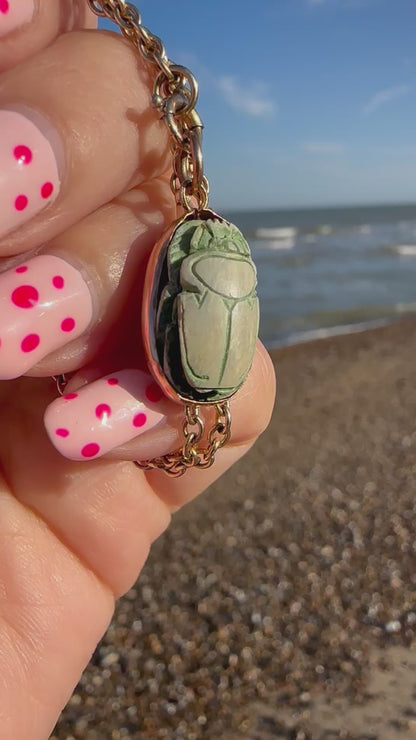 14ct faience scarab beetle pendant
