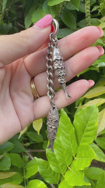Sterling Silver Articulated Double Fish Pendant