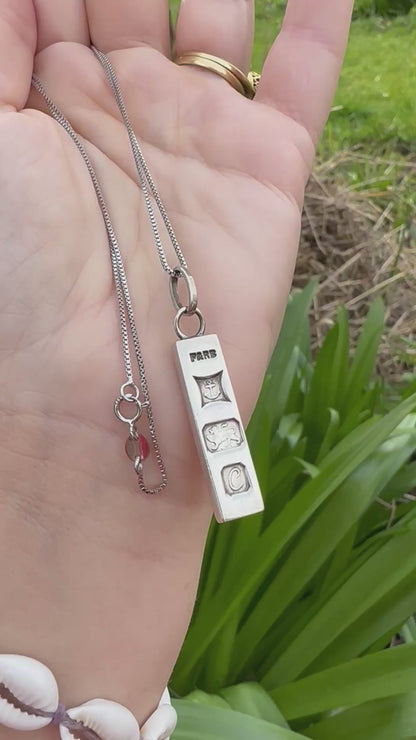 Sterling Silver Ingot pendant with sterling silver box chain