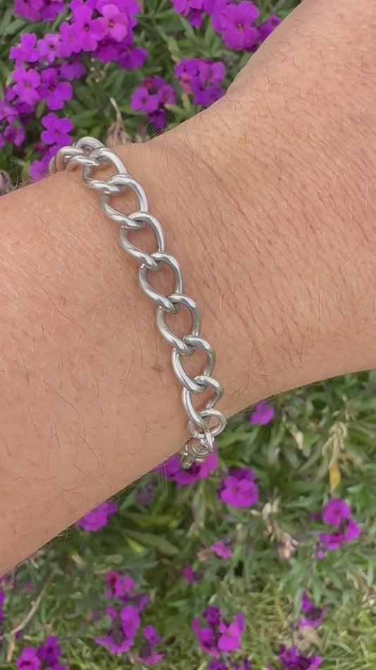 Vintage Sterling Silver Curb bracelet with dog clip