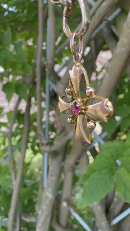 Edwardian 9ct Gold Amethyst Lavalier pendant