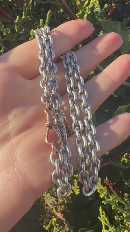Mix Metal- Sterling Silver Cable chain with 9ct Rose gold Dog clip