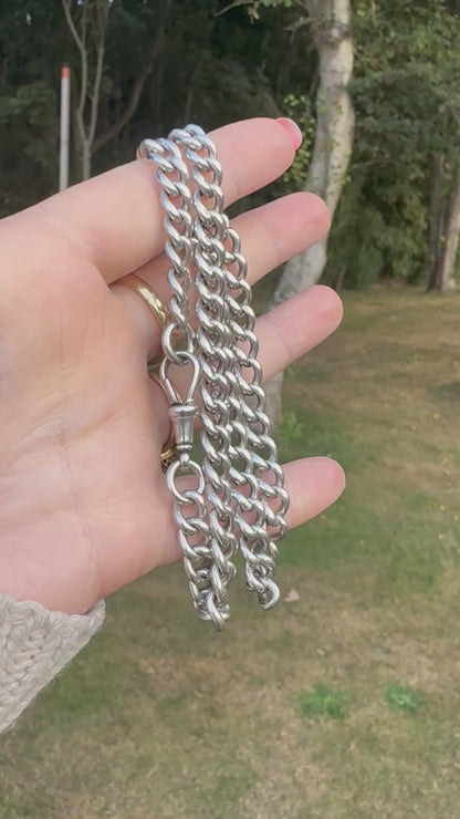 Antique Sterling silver Albert chain with dog clip