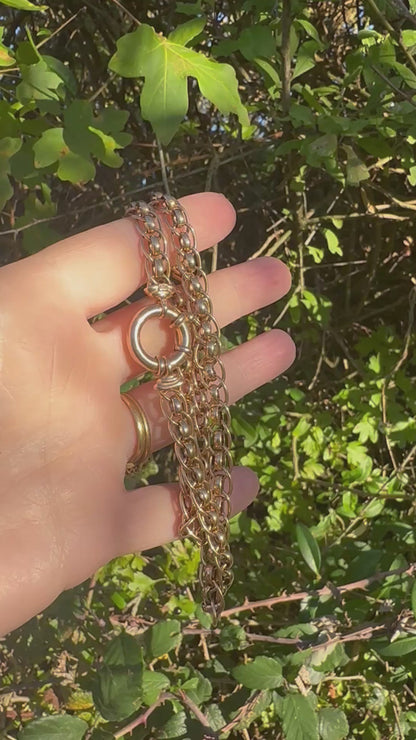 Vintage 9ct Peachy Gold Roller Ball chain with XL bolt clasp