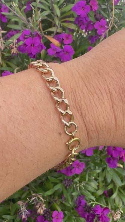 Antique 9ct Peachy Rose gold Curb bracelet with bolt clasp