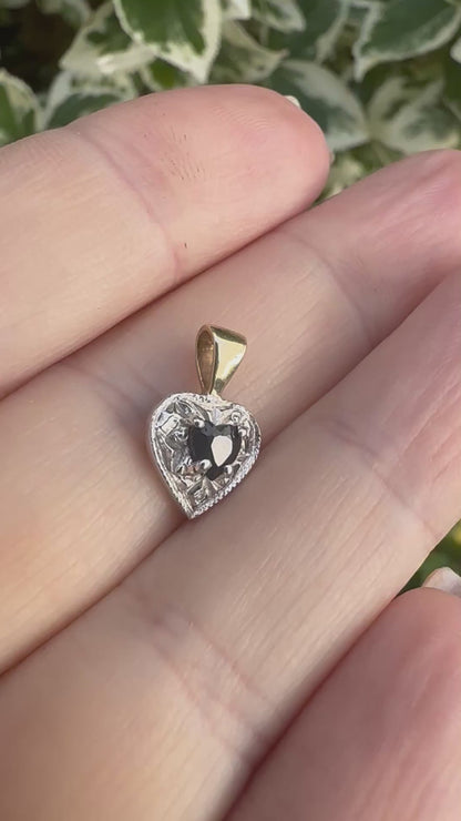 9ct Sapphire and diamond heart charm