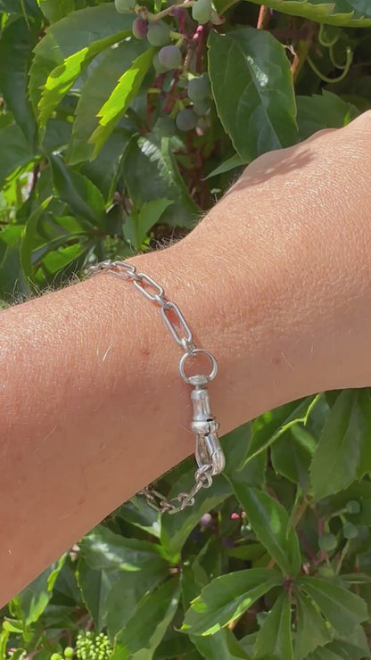 Sterling Silver Trombone bracelet with dog clip