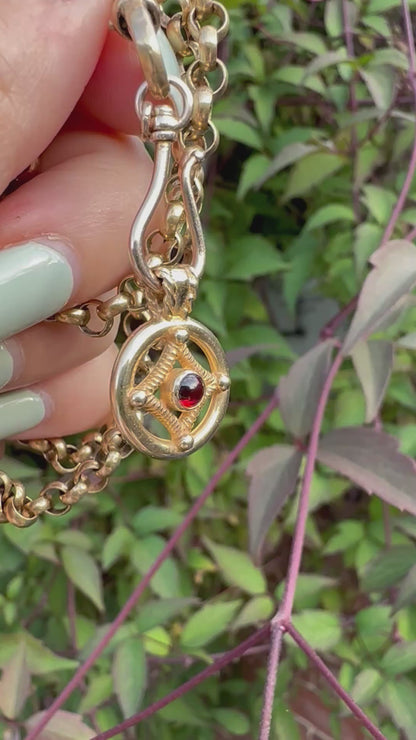 Vintage 9ct gold Garnet Cabochon Pendant