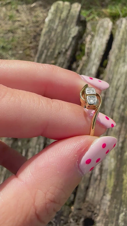 18ct Gold square set Diamond Toi Et Moir ring
