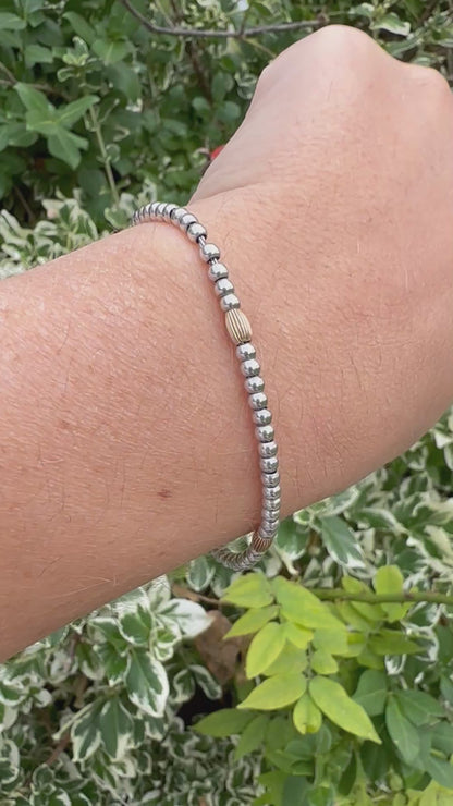 Sterling silver and 9ct Gold Beaded Ball Bracelet.