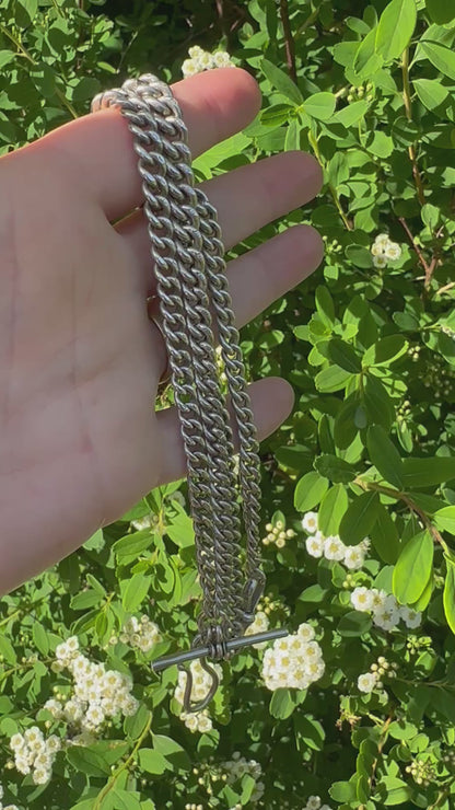 Re-imagined Sterling Silver Albert chain with shepherds hook