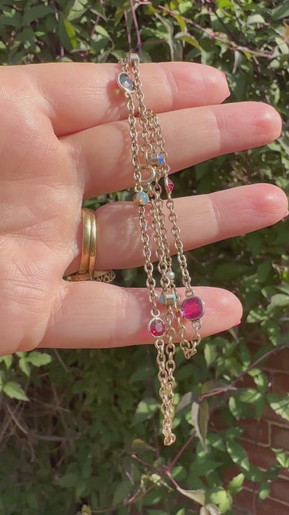 Antique 9ct Rose Gold Gemstone Station chain