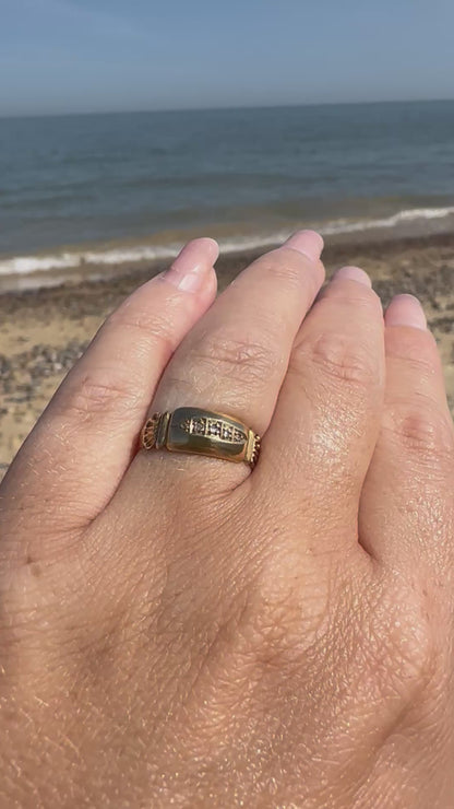 Antique 18ct Gold Rose Cut diamond Gypsy set ring