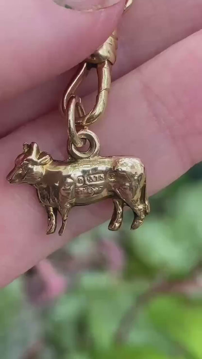 Antique 9ct gold Cow charm