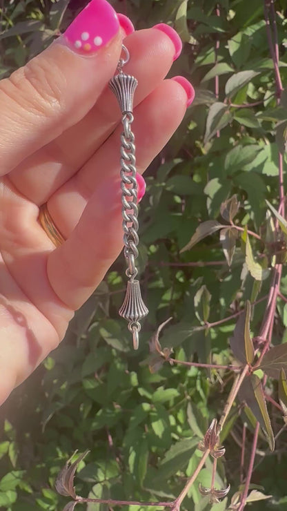 Sterling silver curb Claspless extender with fluted beaded ends