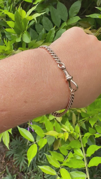 Antique 9ct Rose Gold Graduated Albert Bracelet with dog clip