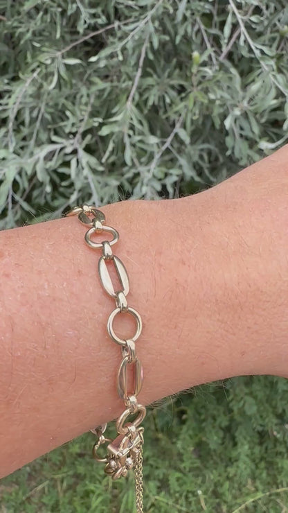 Vintage 9ct Oval and round link bracelet