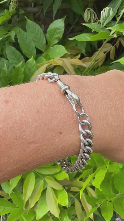 Sterling Silver Graduated Chunky Albert Bracelet
