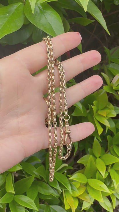 Antique 9ct Peachy Gold Faceted Oval Belcher chain