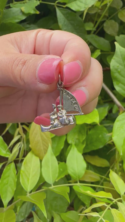 Silver Articulated ‘I Love You’ Boat charm, sail moves