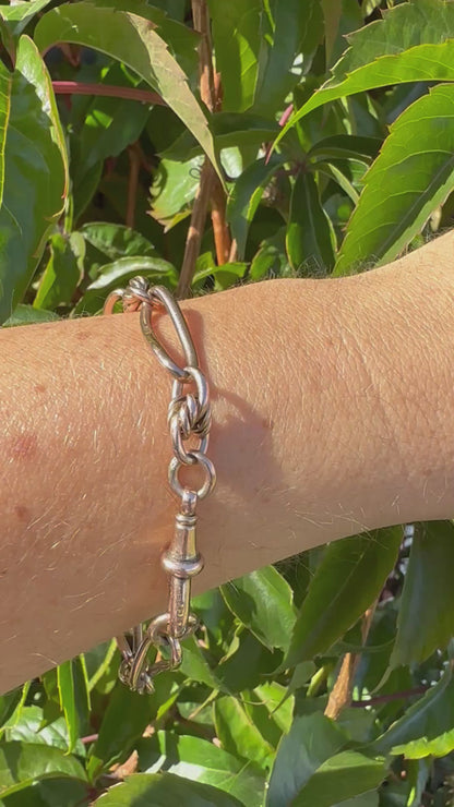 Antique 9ct Rose gold twist trombone & lovers knot bracelet with dog clip.