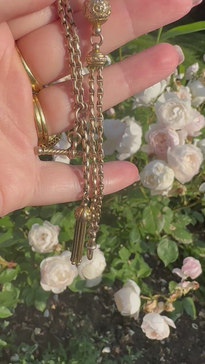 Reserved Shannon- Antique 9ct Gold Faceted Belcher Albertina chain
