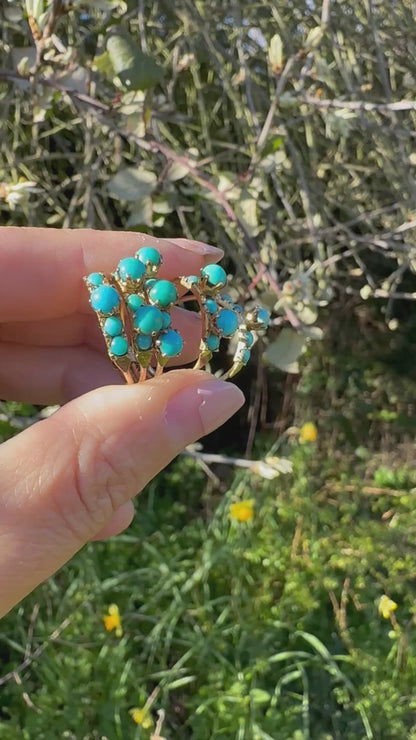 French 14ct Turquoise 5 hinged Harem ring